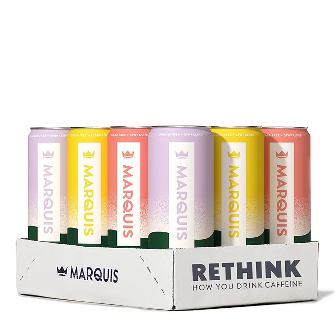 Marquis - Natural Energy Drink - Variety Packs Bundle- Sugar Free - 0 Calories - 100mg of Organic Plant Based Caffeine - Yerba Mate - Green Tea - Vitamin C &amp B Vitamins - Vegan - 24 Pack