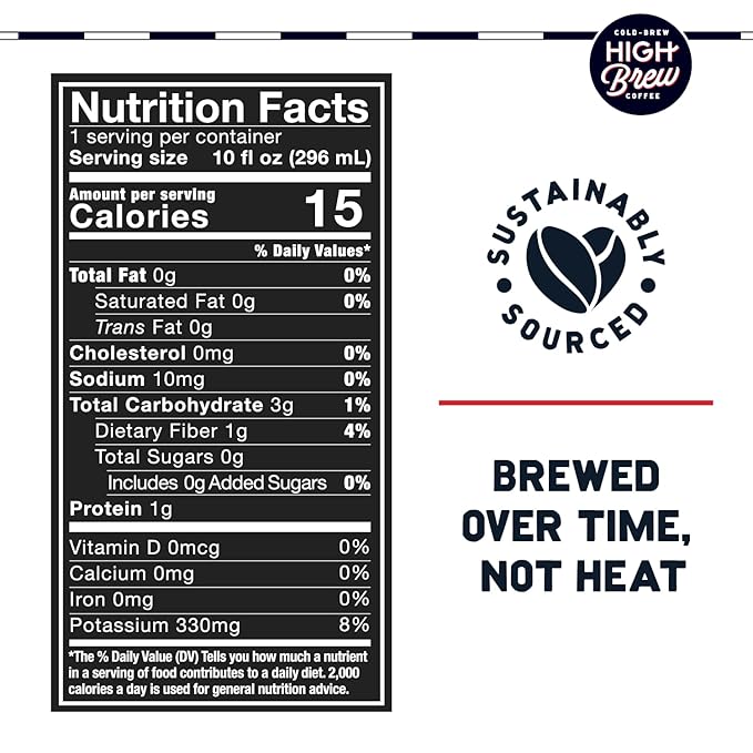 High Brew Coffee Nitro Black Cold Brew Coffee Sugar Free Dairy Free 10 Fl Oz Ready-To-Drink (Pack of 12)