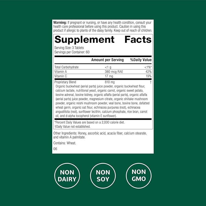 Standard Process Cataplex A-C-P - Healthy Cell &amp Tissue Supplement - Supports Dental Health &amp Immune System Function - Contains Vitamin A &amp C - Non-Dairy &amp Non-Soy - 180 Tablets (60 Se
