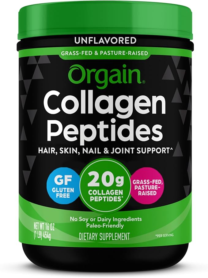 Orgain Organic Simple Vegan Protein Powder Vanilla with Collagen Peptides Powder - Plant Based Protein Hair Skin Nail Joint Support - 1.25lb 1lb