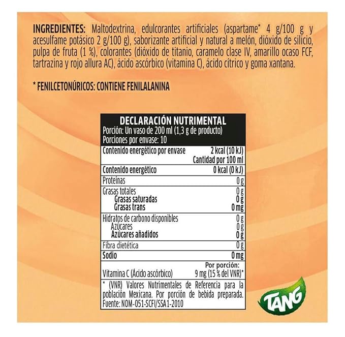 Melon TANG No Sugar Needed Makes 2 Liters Of Drink Mix 12 Pack by Border Merchant