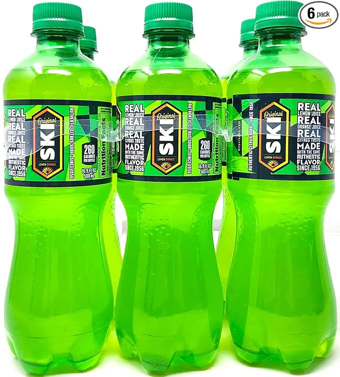 Ski Lemon Orange Citrus Soda 6 pack 16.9oz bottles