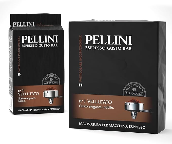 Pellini: Vellutato (Mellow) Roasted Ground Coffee for Espresso Machine 17.6 Ounce (500gr) Packages (Pack of 2) [ Italian Import ]
