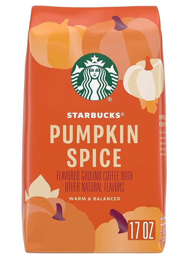 Starbucks Flavored Ground Coffee Pumpkin Spice Flavored Coffee Limited Edition Seasonal Ground Coffee Warm &amp Balanced Notes 17-Ounce Bag (Pack of 2)