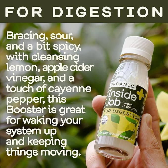 Greenhouse Juice Organic Inside Job Wellness Shots Cold Pressed Digestive Aid with Apple Cider Vinegar Lemon Shots Juice Vegan &amp Gluten-Free (2 Oz Pack of 12)