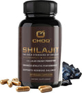 CHOQ® Shilajit - Over 50% Fulvic Acid 500 mg Vegan Capsules Energy Brain Focus Collagen Hormones Mitochondrial Function Urolithin A Lab-Tested