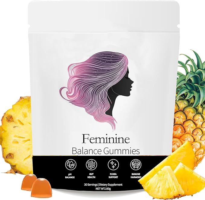 Feminine Balance Gummies Pineapple Gummies for Women Ph Probiotic Blend Hawaiian Pineapple Flavored 60 Gummies