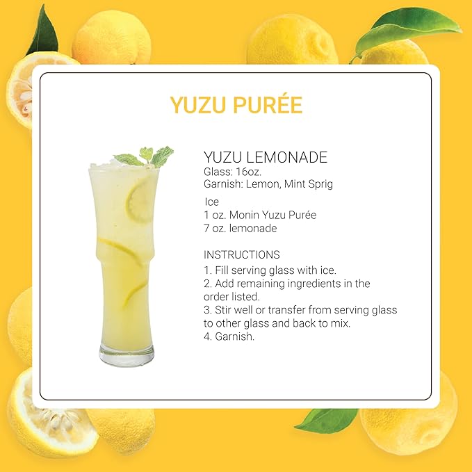 Monin - Yuzu Purée Sweet &amp Tangy Citrus Flavor Great for Teas Sodas Cocktails &amp More Natural Flavors No Artificial Sweeteners or Ingredients Gluten-Free Vegan Non-GMO Clean Label (1