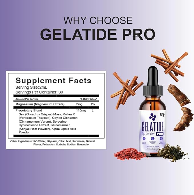 Blue Vibe Gelatide Liquid Drops Gela Tide Advanced Maximum Strength Overall Health &amp Wellness Support Supplement Gelatide Premium Daily Health and Overall Energy Formula (3 Pack - 6oz / 180ml)