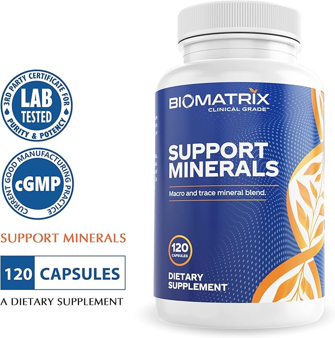 BioMatrix Mineral Supplement for Men and Women Chelated Minerals | Iron-Free Calcium Magnesium Copper Zinc Vitamin D Iodine | Veggie Caps 30-Day Supply