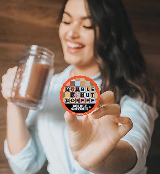 Double Caffeine Fresh Dark Roast Coffee for Keurig K Cup Brewer Machines from Double Donut 96 Capsules