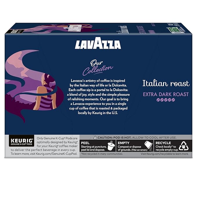 Lavazza Italian Roast Keurig Single Serve K-Cup Pods 60ct (6 Packs of 10)