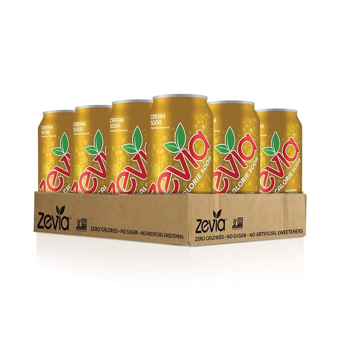 Zevia Zero Calorie Cream Soda 12 Fl Oz (Pack of 24) and 16 Ounce Cans (Pack of 12)