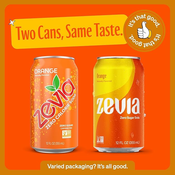 Generic Z e v i a Zero Calorie Soda Orange 12 Ounce Cans (Pack of 6)