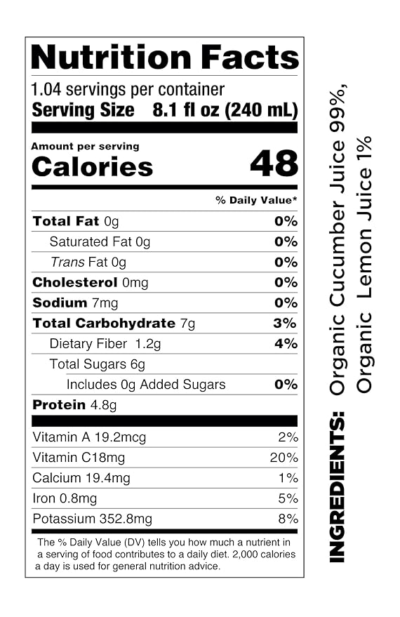 Pomona Organic Juices Pure Cucumber Juice 8.4 Ounce Bottle (Pack of 12) Cold Pressed Organic Juice Non-GMO No Sugar Added Not from Concentrate Gluten Free Kosher Certified Preservative Free