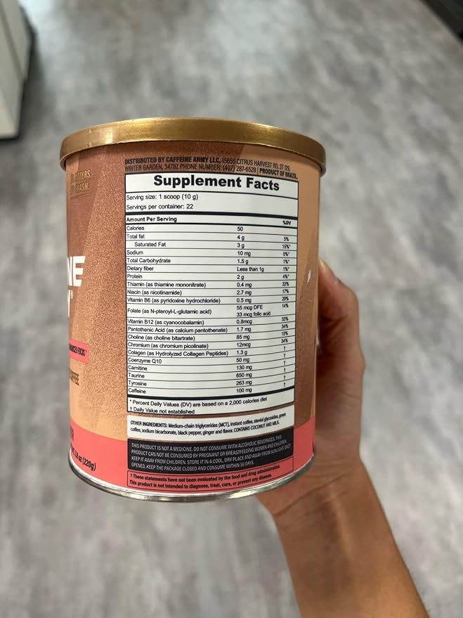 CAFFEINE ARMY Cappuccino | Functional Coffee with Collagen Peptides MCTs CoQ10 and Adaptogens: Clean Energy Supports Daily Attention No Jitters or Crash (7.8 oz 22 Servings)