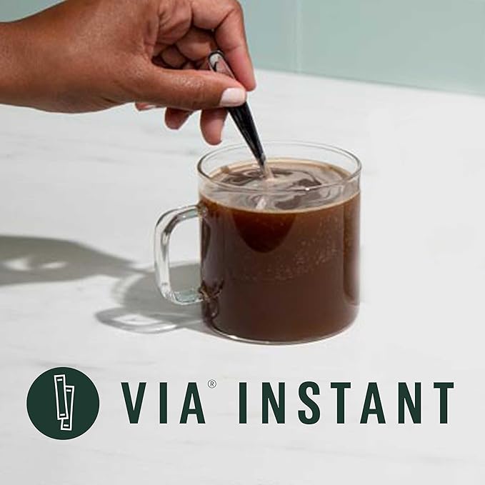 Starbucks VIA Instant Coffee Dark Roast Coffee Decaf Italian Roast Arabica Beans Single-Serve 1 Box (20 Packets)