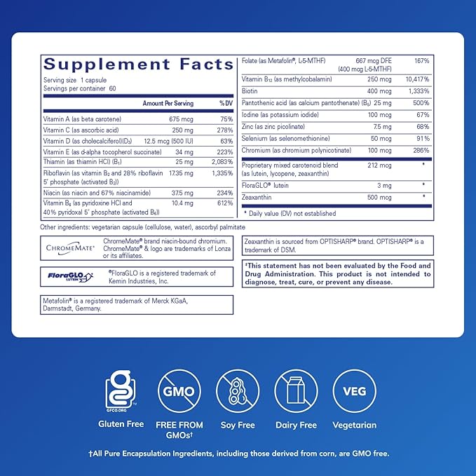 Pure Encapsulations Multi T/D - Multivitamin &amp Mineral Supplement - for Daily Wellness Cardiovascular &amp Immune Health* - Rich in Vitamins &amp Minerals - Gluten Free &amp Vegetarian - 60 Ca