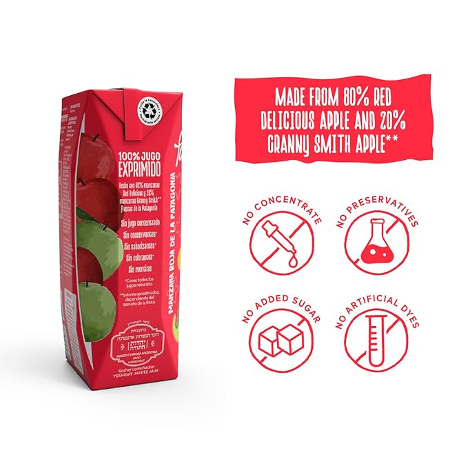 Pura Frutta Kids – Red Apple Juice – 8.5 fl oz Pack of 9 Mini Juice Bottles – 100% Fruit &amp Cold-Pressed Not From Concentrate (NFC) No Sugar Added – Patagonia Blend