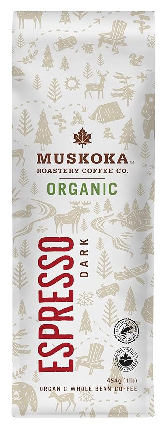 Muskoka Roastery Coffee Organic Espresso Dark Roast Whole Bean 454g
