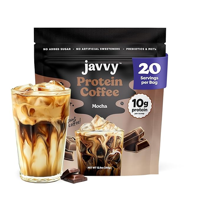 Mocha Protein Iced Coffee - Premium Whey Protein &amp Instant Iced Coffees - 100% Natural Cold Brew - Zero Artificial Flavors &amp Sweeteners 80 mg Caffeine Per Serving No Added Sugar 20 Servings
