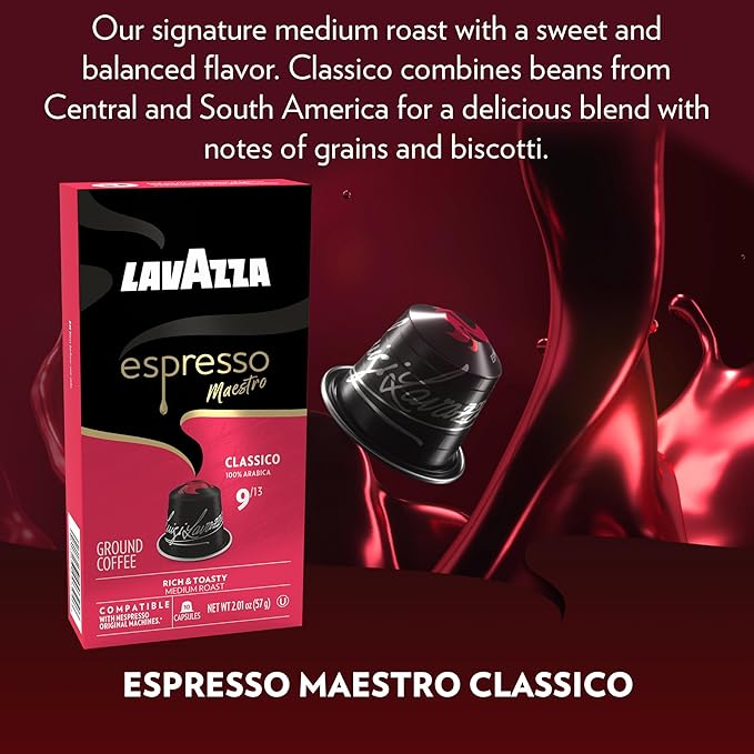 Lavazza Espresso Classico Medium Roast 100% Arabica Aluminum Capsules Compatible with Nespresso Original Machines 10 count (pack of 6) Value Pack – Packaging may vary