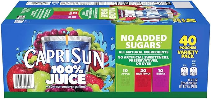 100% Juice Variety Pack 6 fl. oz. Pouches 40 pk. - Premium Refreshing Juice Drink - Variety Pack - Pantry Essential