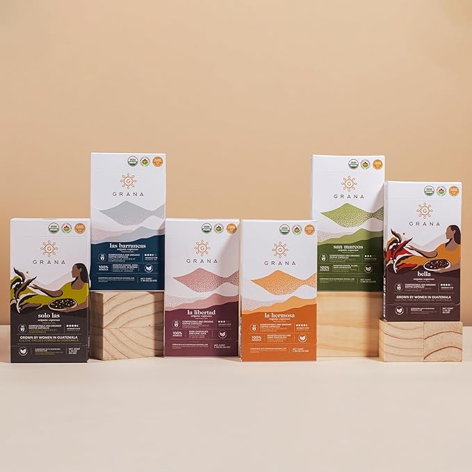 G GRANA Coffee Pods Compatible with Nespresso OriginalLine 40 Count Dark and Medium-Dark Roast USDA Organic 100% Arabica Single Source Specialty Coffee Compostable Single Serve Capsules