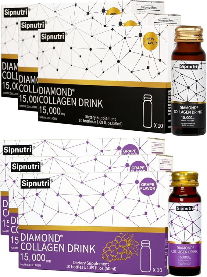 Bundle – Diamond Liquid Collagen Drink (15000 mg 50 ml x 30) + Diamond Collagen Liquid Shots (15000 mg 1.69 fl oz x 30)