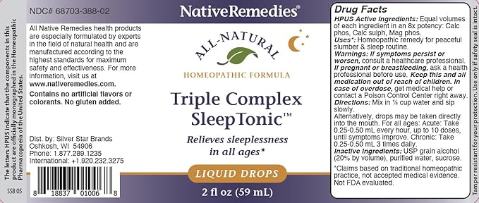 Native Remedies Triple Complex Sleep Tonic - Relieves Mild Tension and Sleeplessness Increases Drowsiness and Restores Healthy Sleep Patterns - 59 mL
