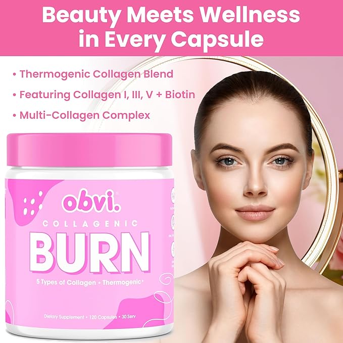 Obvi Burn Duo Bundle - Collagenic Burn and Burn Fast- Collagen Peptide Supplement with Green Tea Extract - Hydrolyzed Collagen Peptides Types I II III V X | Keto &amp Gluten Free