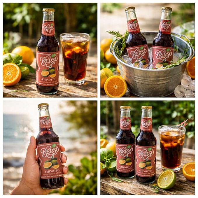 Berso Chinotto Italian Soda 6-Pack – Authentic Sparkling Citrus Soft Drink with Bitter Orange Flavor – Premium Italian Beverage for Aperitivo &amp Cocktails – Refreshing Mediterranean Soda