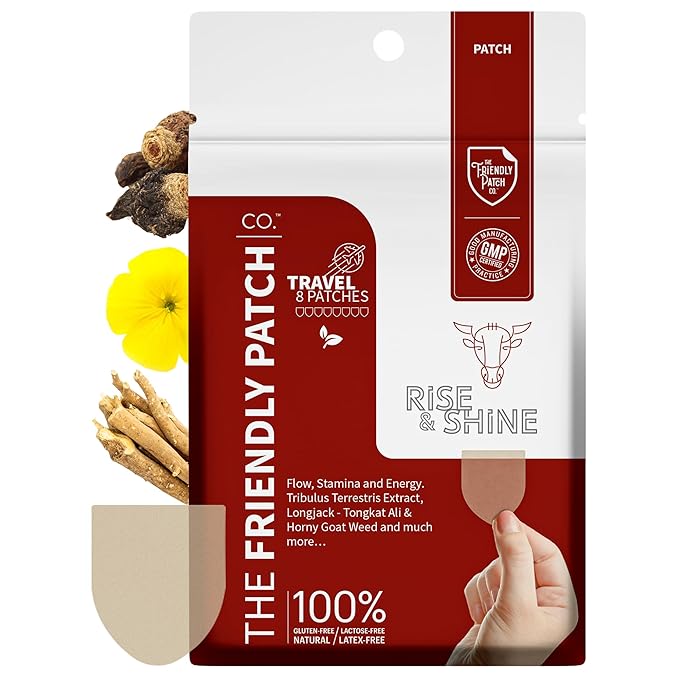 Relief Night &amp Rise &amp Shine Patch Bundle - Arnica Melatonin Tongkat Ali Ashwagandha Horny Goat Weed &amp Saffron for Sleep Soreness Strength &amp Performance - 16 Plant-Powered Patches