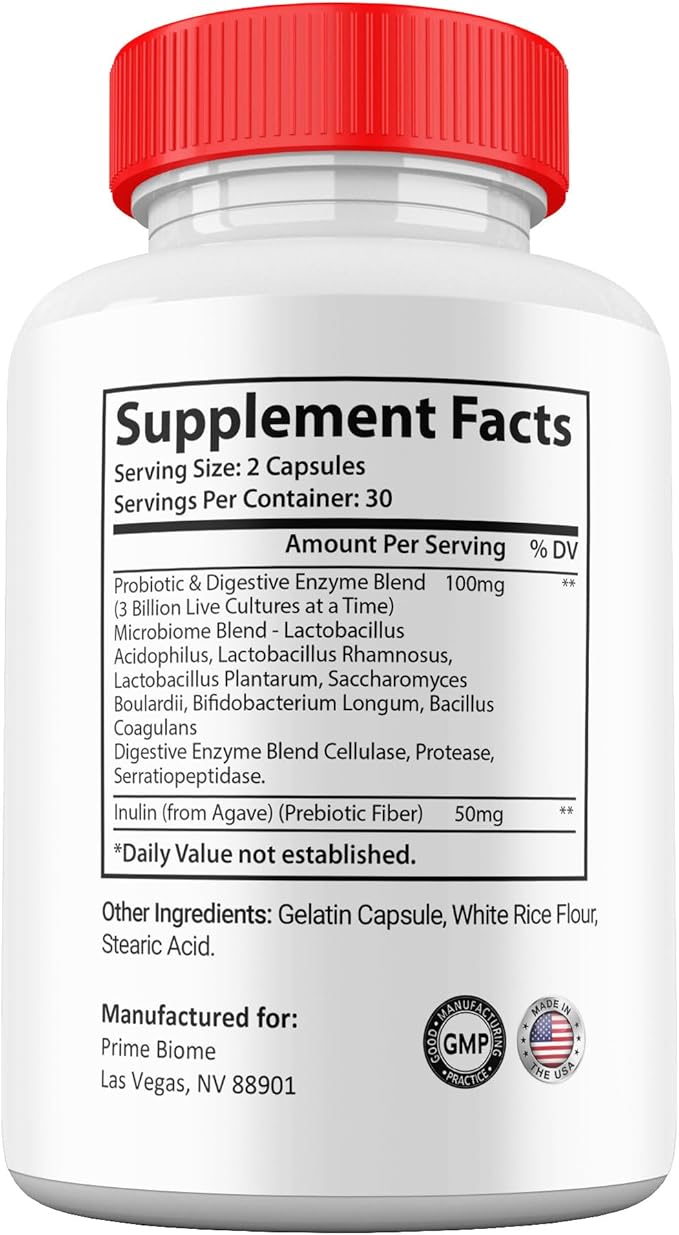 (2 Pack) Prime Biome Pills Prime Biome All Natural Supplement Skin and Gut Probiotics Capsules 2 Month Supply