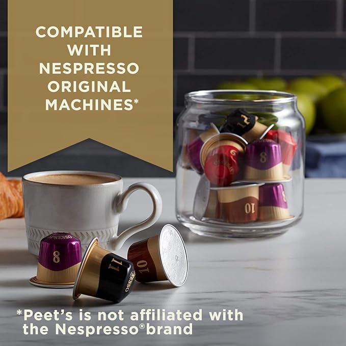 Peet's Coffee Medium Roast Espresso Capsules Compatible with Nespresso Original Machine - Crema Scura Intensity 9 100 Count (10 Boxes of 10 Espresso Capsules) (Pack of 2)