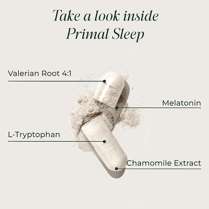 Primal Harvest 2 Pack Primal Sleep 120 Capsules with Valerian Root L-Tryptophan GABA Chamomile and Melatonin 3mg