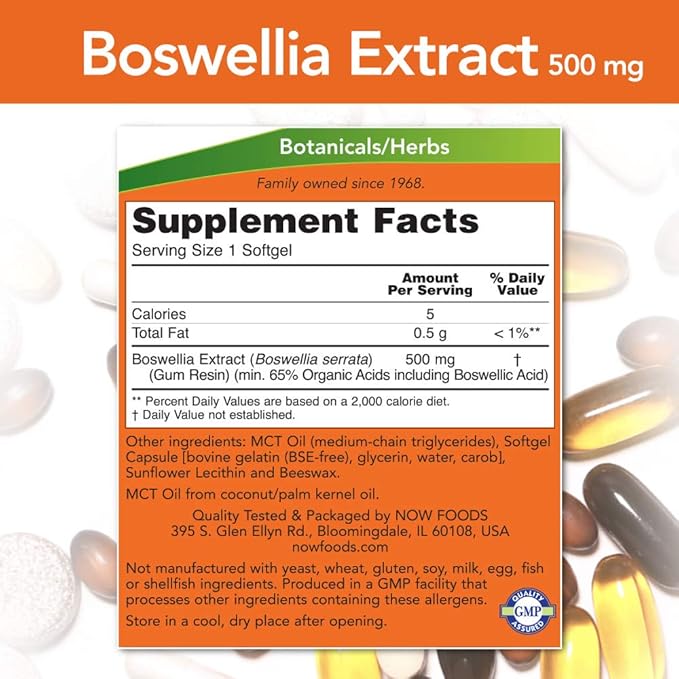 NOW Foods Boswellia Extract 500 mg Softgels 90 Count x 2