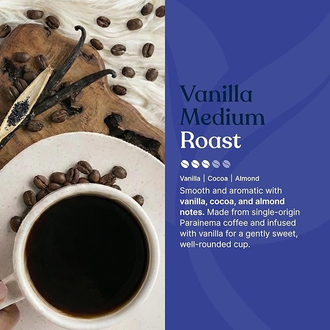 Love Grown Plastic-Free Coffee Pods 100% Arabica Single-Serve Cups Compostable Non-GMO - Compatible with Keurig Coffee Pods Machines and K-Cup Brewers Vanilla Flavor Box of 15