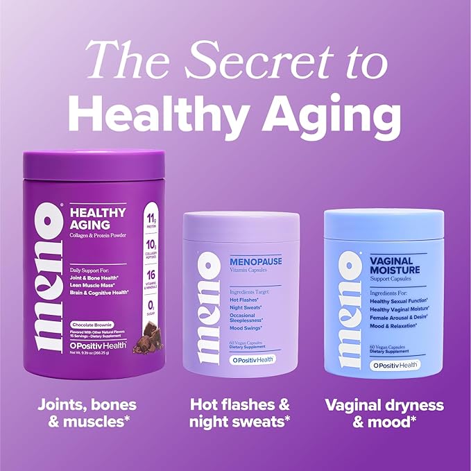 MENO Healthy Aging Collagen &amp Protein Powder – Support Joint &amp Bone Health Lean Muscle Mass Cognition Skin &amp Hair Health – Whey Protein &amp Collagen – Chocolate Brownie Flavor - 15 Se