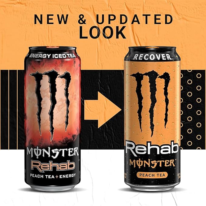 Monster Rehab - Peach Tea + Energy - 15.5oz (Pack of 8)