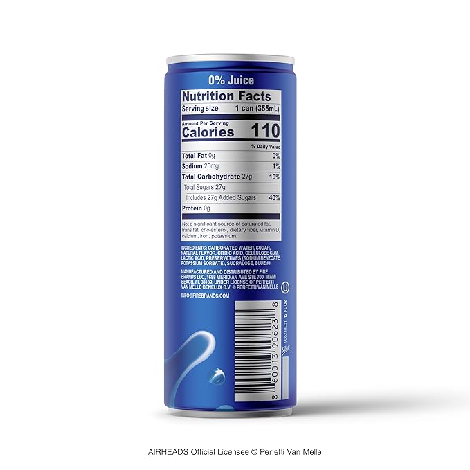 Airheads Blue Raspberry Soda – 12 Pack of 12oz Sleek Cans | Fruit Soda with a Cream Flavor Kick | Fun Bold and Flavor-Packed Refreshment