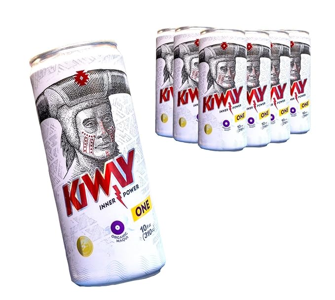 Ki-Way Natural Energy Drink Maqui Berry Natural Caffeine Guarana No Added Sugar No Artificial Colors or Sweeteners Keto Friendly Vegan Friendly 19 Calories 10 floz / 295mL 12-Can Value Pack