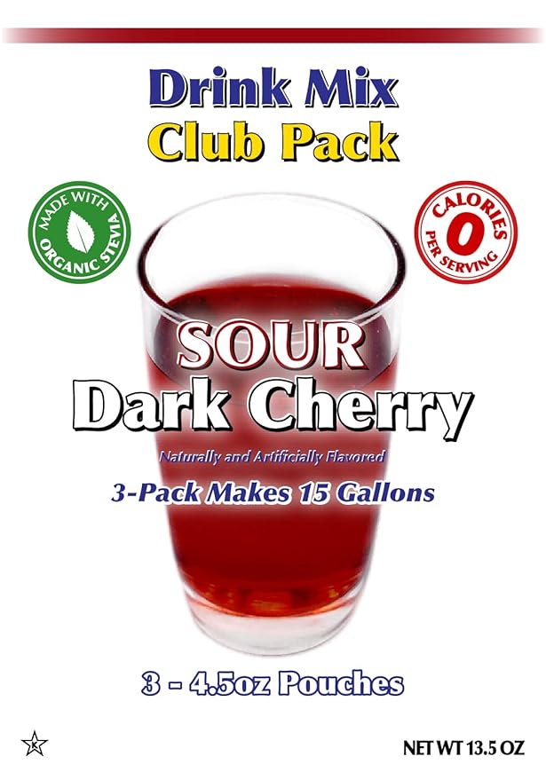 GramZero Sour Dark Cherry Zero Calorie Sugar Free Drink Mix Great For Nutrition Club Loaded Tea Stevia Sweetened