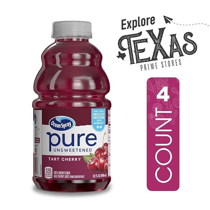 Ocean Spray - Lavinia Essentials Bundle: 4- Pack of Tart Cherry Unsweetened 100% Pure Juice 32 Fl oz Plastic Bottles + 1 Utility Prop