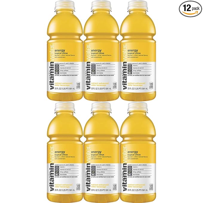 2 Set of 6 Pack - Vitamin Water Energy - Tropical Citrus 20 Fl Oz Bottle