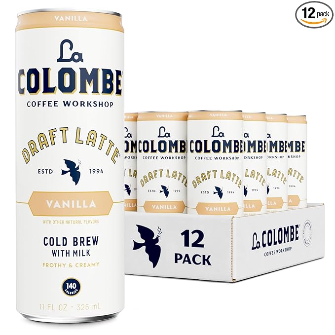 La Colombe Coffee Vanilla Draft Latte 11 fl oz Cans (Pack of 12) Coffeehouse Quality Cold Brew Specialty Grade Coffee Beans Ready-to-Drink On-the-Go