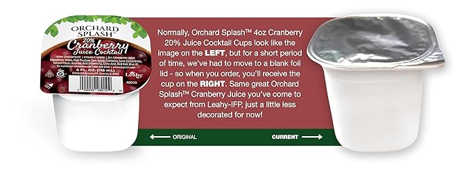 Orchard Splash 4oz Portion Control Juice Cups Cranberry Cocktail 20% (Case of 48)