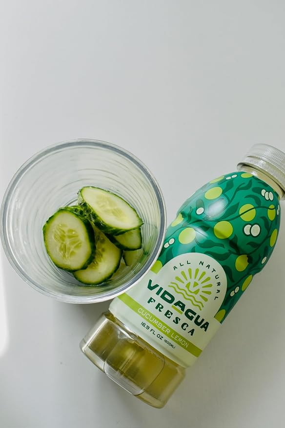 Vidagua Agua Fresca Cucumber Lemon Ready-to-Drink Fruit Beverage 16.9 fl oz Bottles Pack of 12