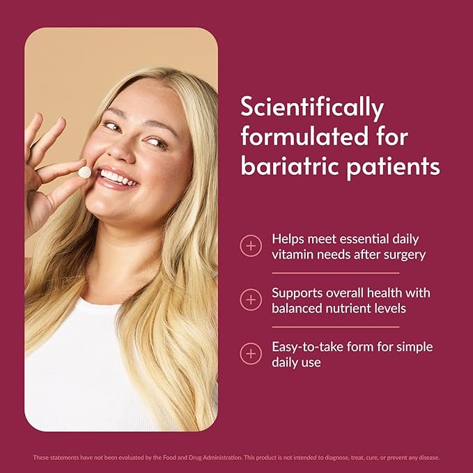Bariatric Advantage Chewable Essential Multivitamin Without Iron - 200 DV of Key Nutrients - Trace Mineral Support* - Multivitamins for Bariatric Patients - Berry - 60 Count