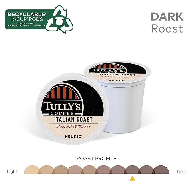 Tully's Coffee Italian Roast Keurig Single-Serve K-Cup Pods Dark Roast Coffee 96 Count